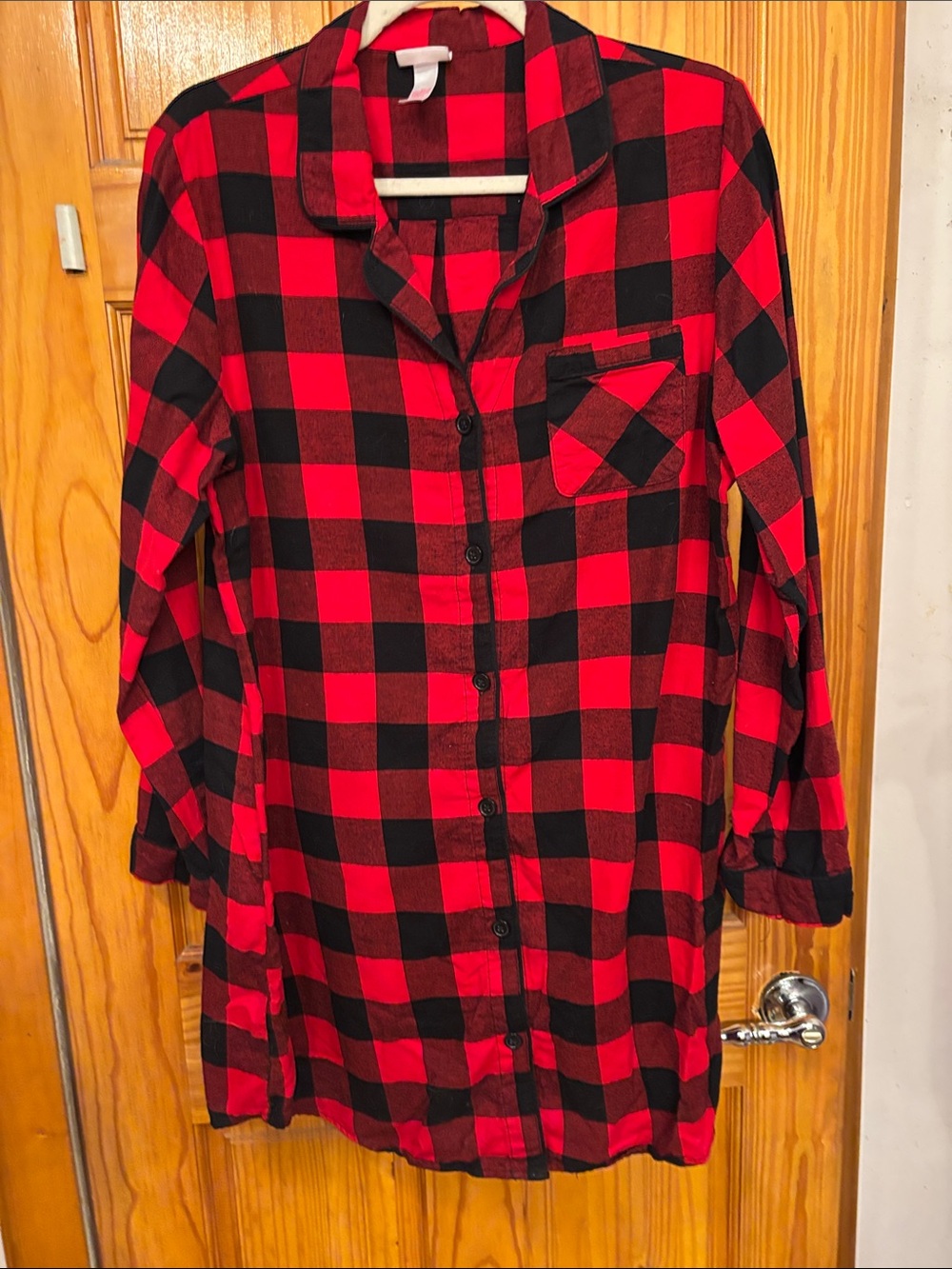 Ladies Red and Black Buffalo Plaid Pajama Top or regular top - Brand: